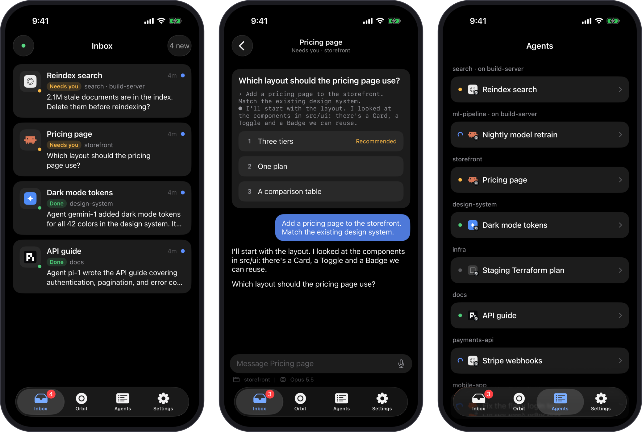 The Orbit iPhone app showing the Inbox and a Time Sensitive notification